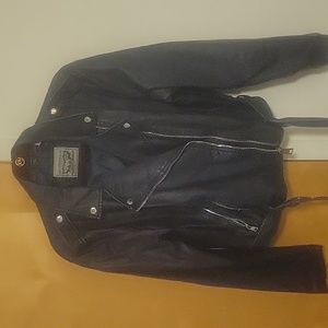 Blue leather jacket